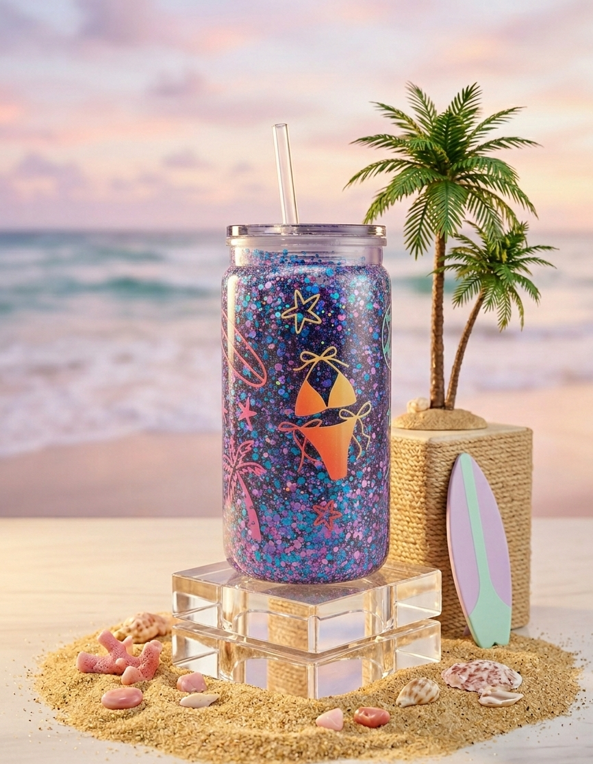 🌴 Gobelet Snow Globe "Summer Vibes" – Éclat du Lagon