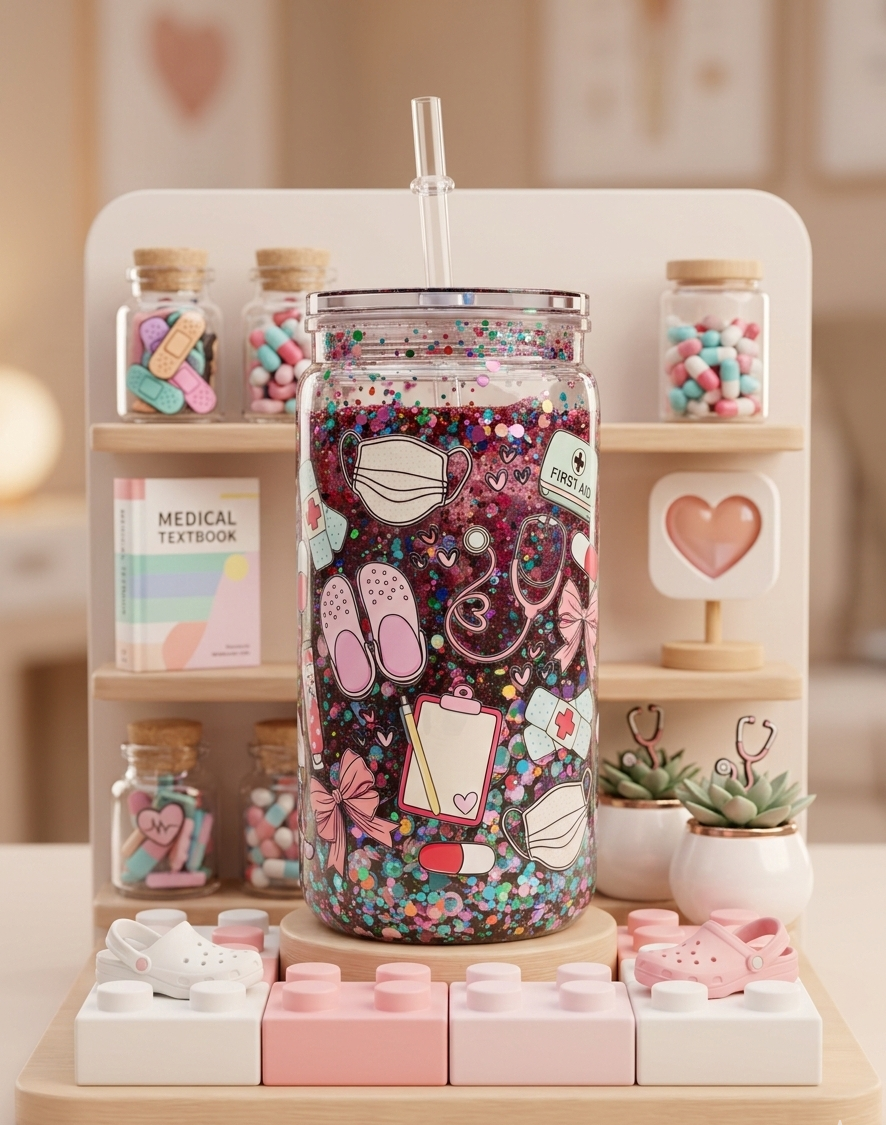 🩺 Gobelet Snow Globe "Héroïne du Quotidien" – Éclat Médical